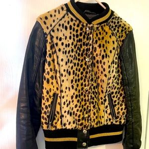GUESS Black & Cheetah Print Bomber Jacket
